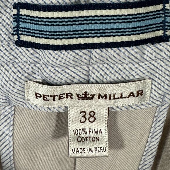 Peter Millar Pants Mens 38 Chino Gray Pima Cotton  Flat Front Pockets Straight - Picture 6 of 9